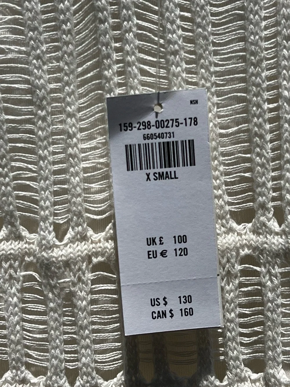 🌻NEW w/tag Abercrombie & Fitch White Crochet Maxi Dress Sleeveless Side Slit XS